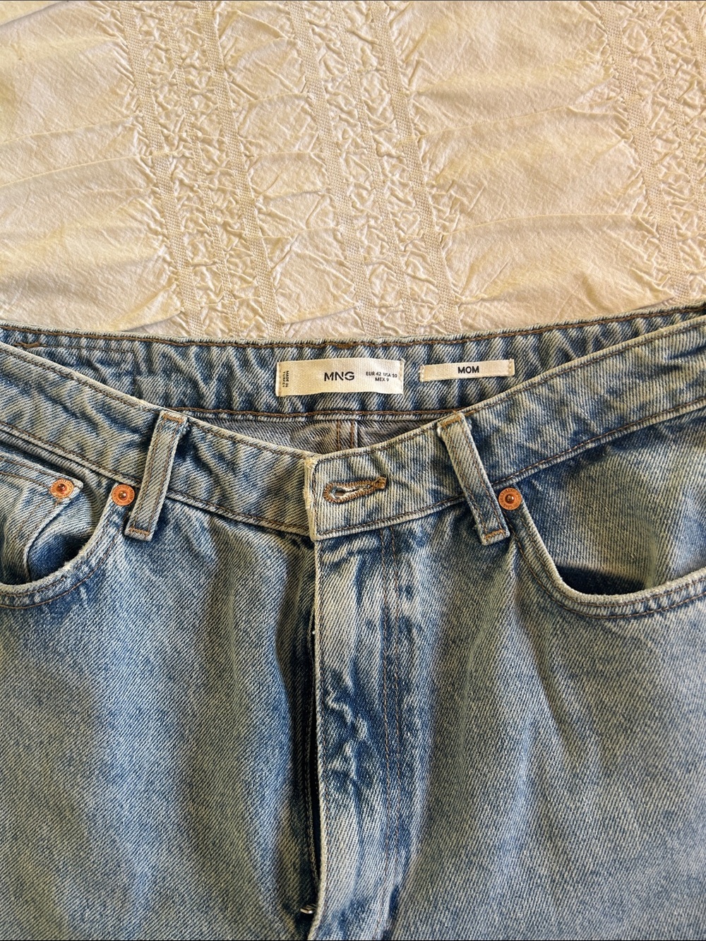 Mango Light Blue High-Rise Mom Jeans